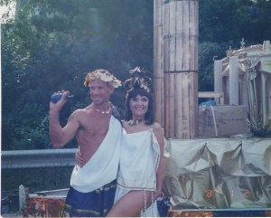 David & Mom, King Midas float at Provincetown Carnival Parade