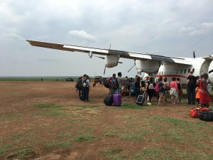 Boarding a small plane