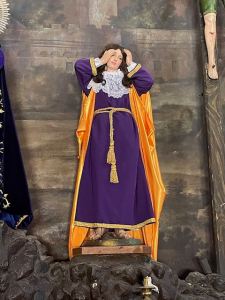 Religious statue with human hair