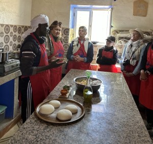 Learning to make Berber pizza at Cafe Nora