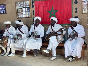 Gnaoua musicians at Cafe Nora in Village Khamlia, Morocco