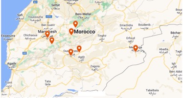 Map of the places we visited in Morocco