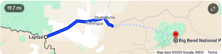 Lajitas to Terlingua distance